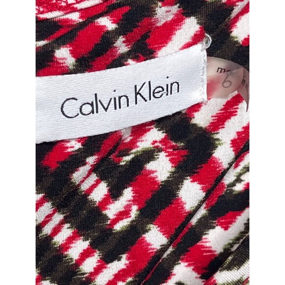 Calvin Klein Sleeveless Wide-Leg Jumpsuit Size 6 Red/Black Stretch - Picture 3 of 7